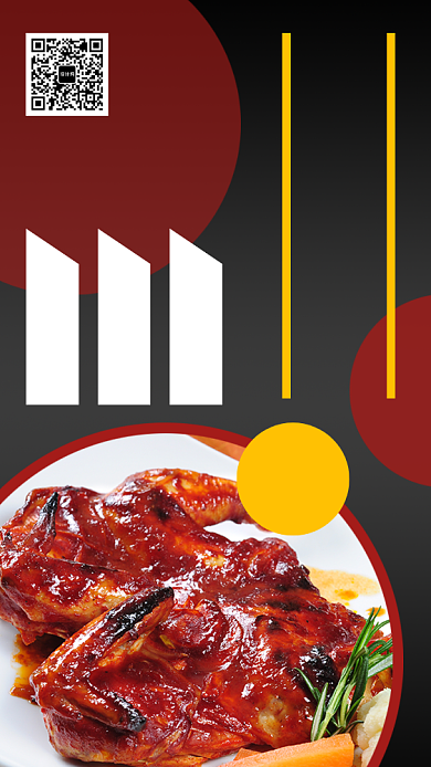 暗调餐饮美食店烤鸡手机海报模板背景