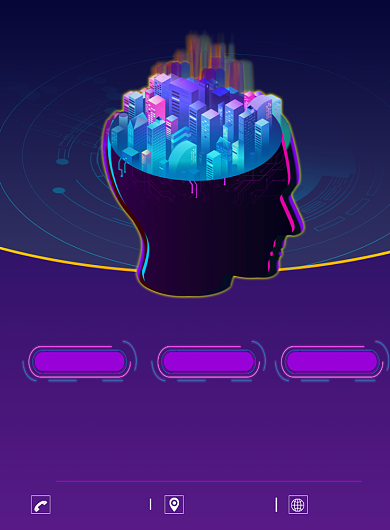 紫色科技智能城市印刷海报背景