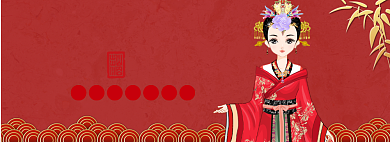 红色中国风汉服专场淘宝banner背景