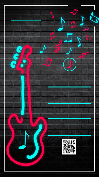 时尚炫酷霓虹吉他培训手机海报背景