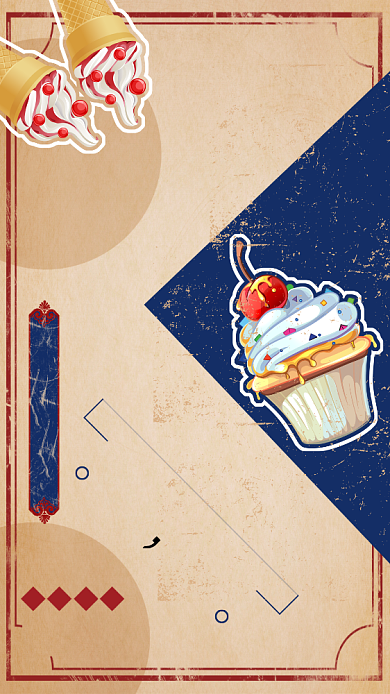 夏季复古甜品冰淇淋促销海报背景