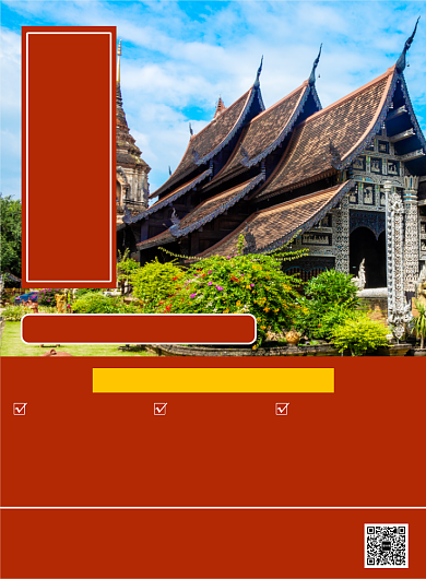 红色简约大气泰国旅游印刷海报背景