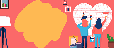 卡通矢量粉刷家装温馨房地产宣传广告微信公众号素材图片背景