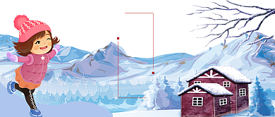 立冬卡通小姑娘雪景手绘手机首图背景