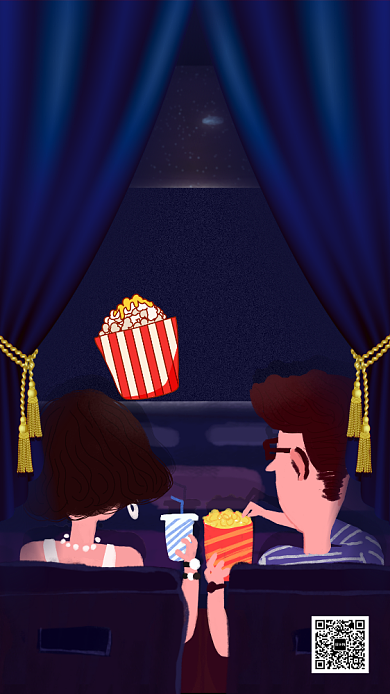 新年电影院优惠套餐手机海报背景