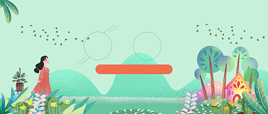 四月你好绿色清新卡通新媒体配图背景