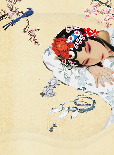 浅黄色简约戏曲艺术广告印刷海报模板背景