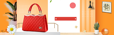 春夏新风尚橙色立体包包淘宝banner背景
