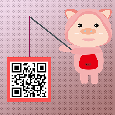 卡通可爱猪年大吉二维码背景