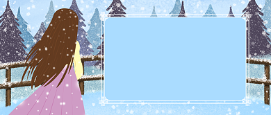 卡通雪天女孩背影你好冬天公众号首图背景