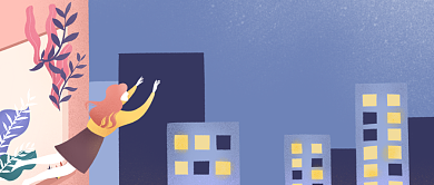 清新手绘少女夜晚促销房地产宣传广告微信公众号素材图片背景