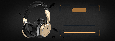 金色耳机banner背景