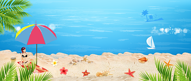  夏日旅游季海边沙滩小清新公众号首图背景