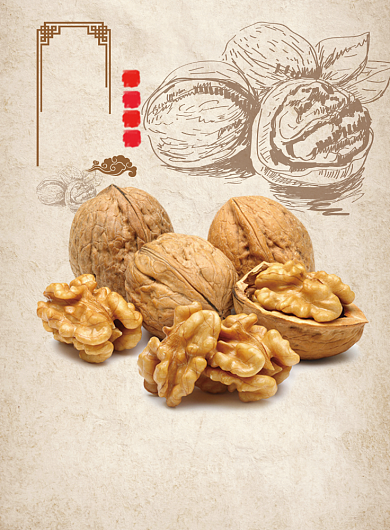 创意农家核桃美食海报背景