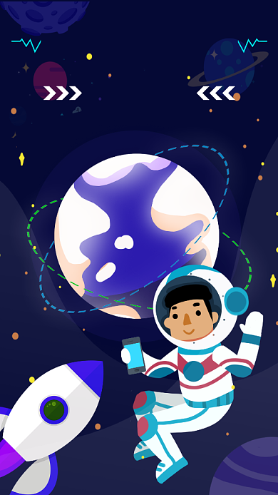 卡通可爱插画智能科技手机海报背景