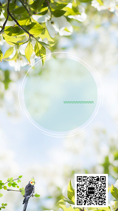 六月月签花鸟海报背景