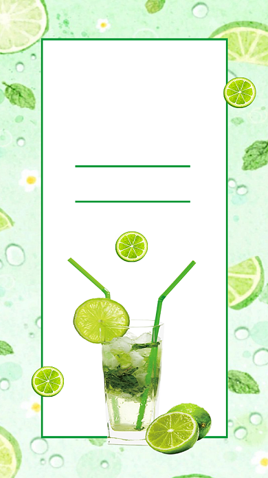 绿色小清新柠檬水果果蔬促销手机海报背景
