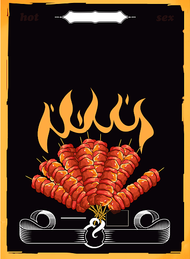 餐饮美食烧烤BBQ烤串撸串烤肉印刷海报背景