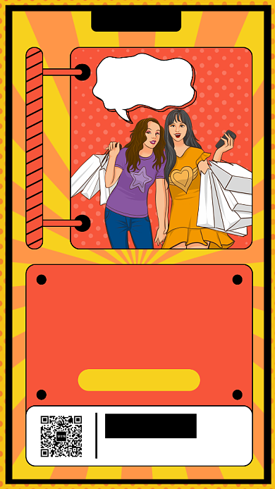 创意插画双12赢免单手机海报背景