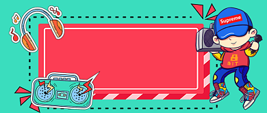 卡通手绘摇滚社团找新手机首图背景