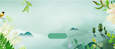 春季旅行宣传小鸟花朵青色手绘新媒体配图背景