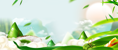 端午粽情绿色背景中华美食新媒体配图背景