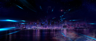 蓝色梦幻城市房地产广告微信公众号素材图片背景