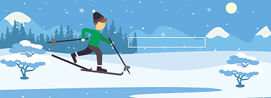 滑雪节旅游下雪冬季蓝色海报背景