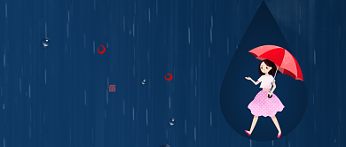 谷雨节气卡通女孩公众号首图背景