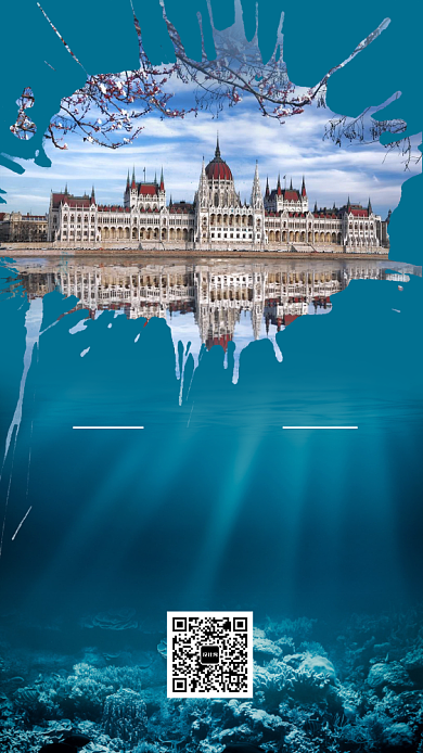 欧洲旅行海岛出游海报背景