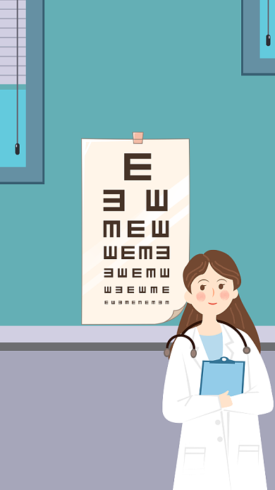 卡通插画风保护视力公益宣传手机海报背景