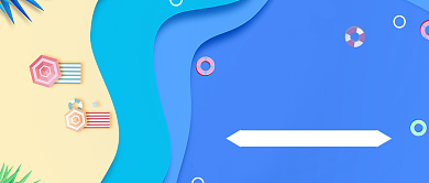 蓝色扁平化童趣八月你好首图背景