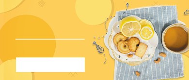 黄色清新简约美食推荐公众号首图背景