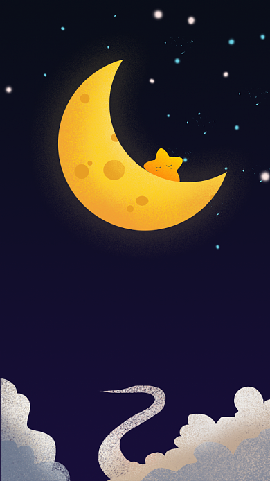 可爱晚安插画手机壁纸背景