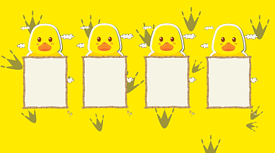 黄色卡通年签可爱手机横图海报背景