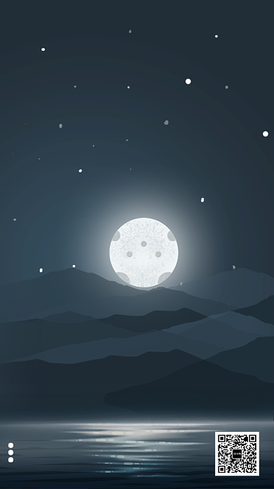 蓝灰色插画手绘日签月签手机海报背景