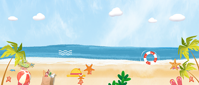 绿色夏天旅游出行海边小清新公众号首图背景