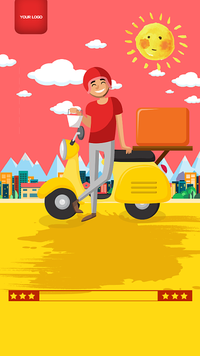 扁平外卖订单手机宣传海报背景