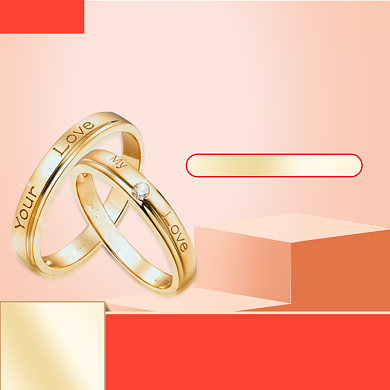 橙色调情人节戒指促销直通车背景