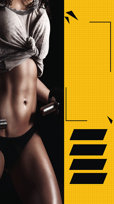 大气插画运动健身俱乐部招募手机海报背景