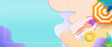 平面卡通夏季防嗮美肌广告微信公众号素材图片背景