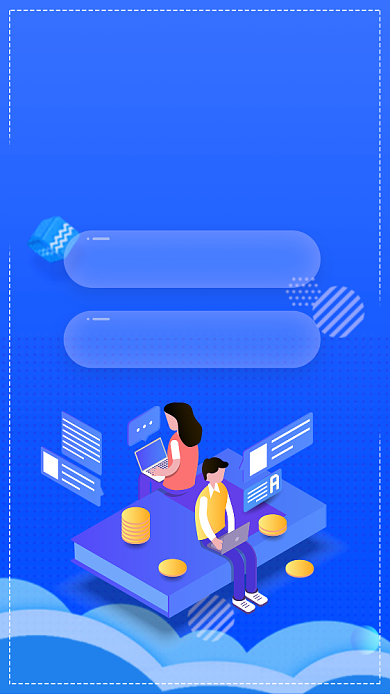 蓝色卡通理财有道金融投资贷款手机海报背景