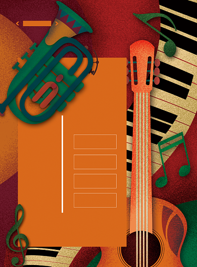 复古风乐器社团招新海报模板背景