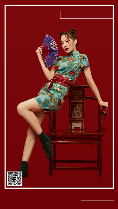 红色服装手机海报背景