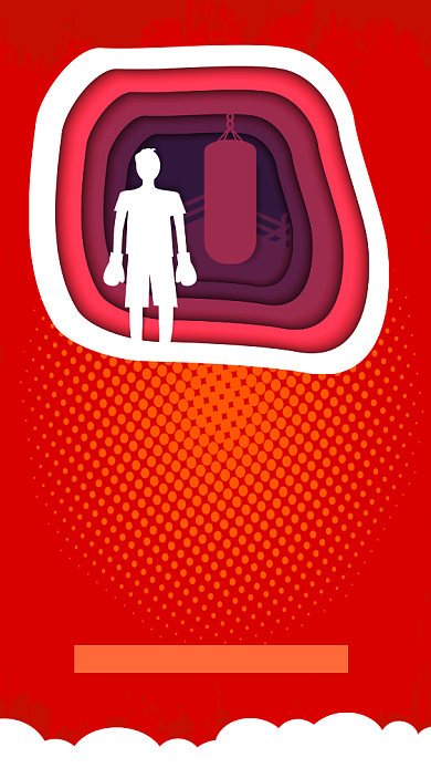 红色大气拳击培训手机海报背景