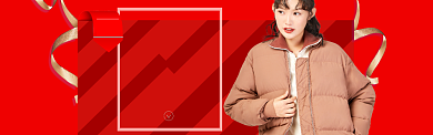 亮红色调双十二女装促销banner背景