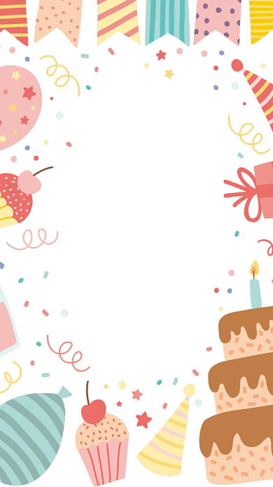 简约卡通生日快乐贺卡祝福海报背景