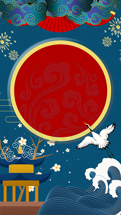 国潮复古年底狂欢购宣传促销手机海报背景