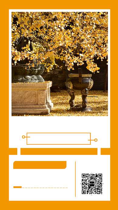 黄色立秋节气金色落叶唯美手机海报背景