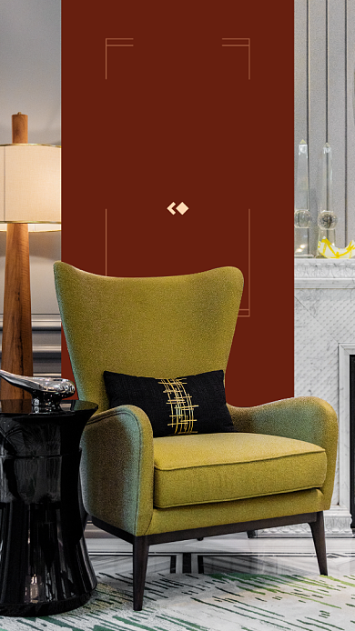 轻奢美式家居宣传手机海报背景